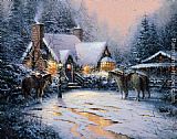 Thomas Kinkade Canvas Paintings - A Christmas Welcome